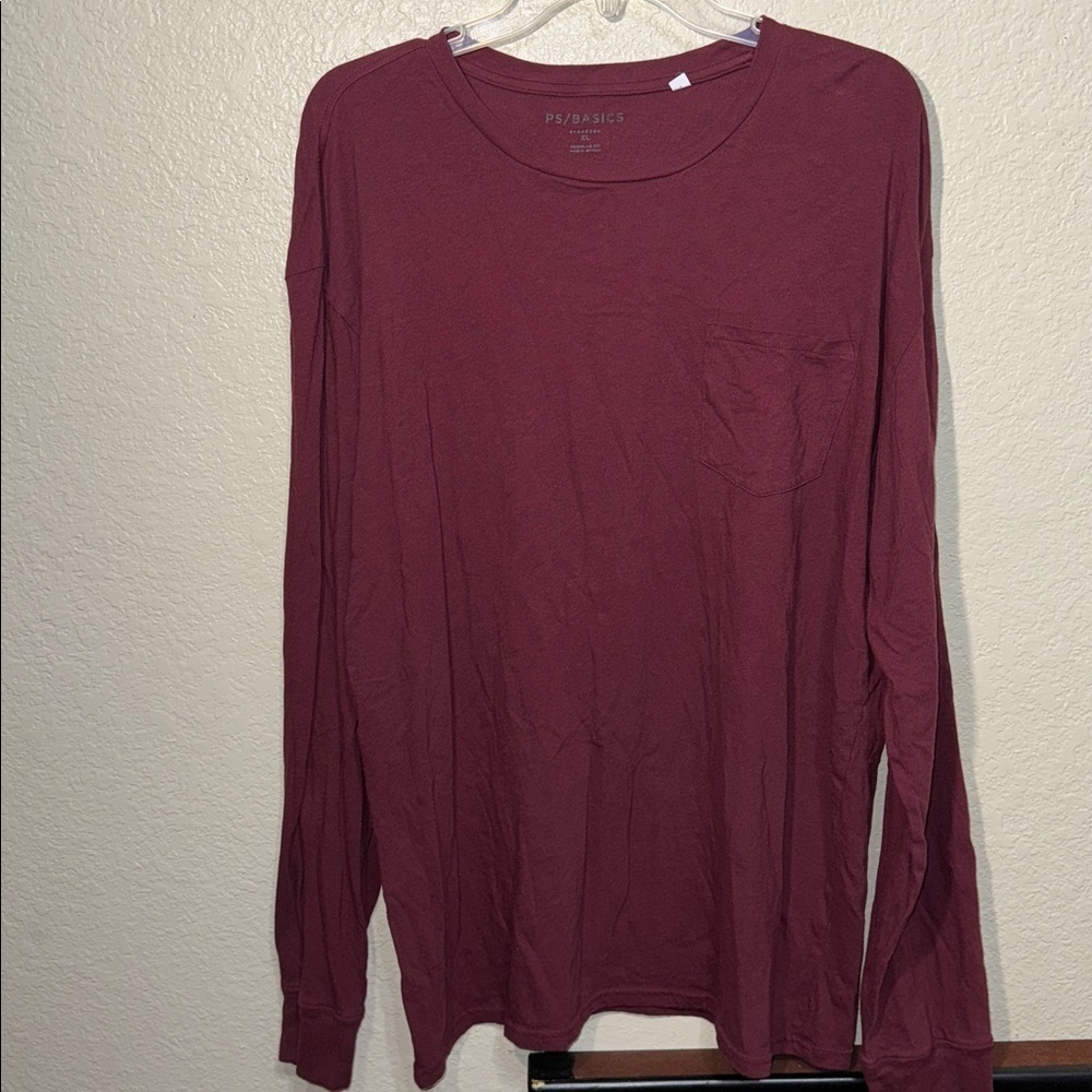 PacSun PS Basics Long Sleeve Shirt Men’s XL Burgundy Casual Basic Tee